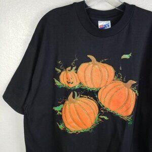 Vintage 1993 Single Stitch Halloween Pumpkin 3d Glitter Print Shirt size XL